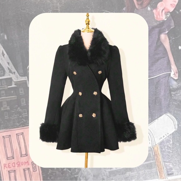 SHEIN Jackets & Blazers - SHEIN Couture Coat with Faux Fur Trim